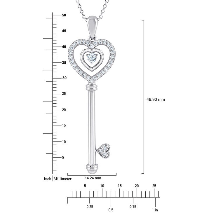 Dije de Diamantes 0.30ctw, Llave de Corazon, Oro Blanco 14K — Imagen 2 de 4