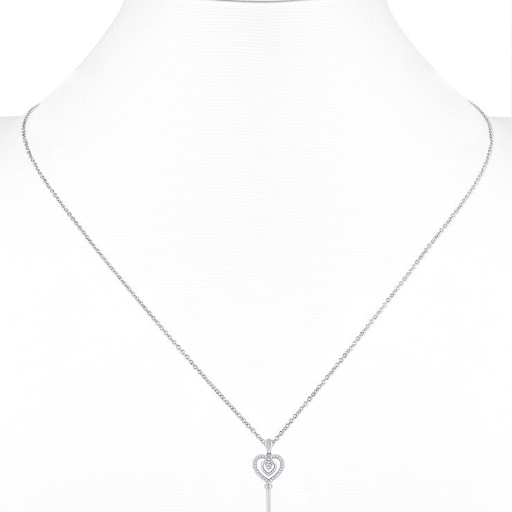 Dije de Diamantes 0.30ctw, Llave de Corazon, Oro Blanco 14K — Imagen 3 de 4