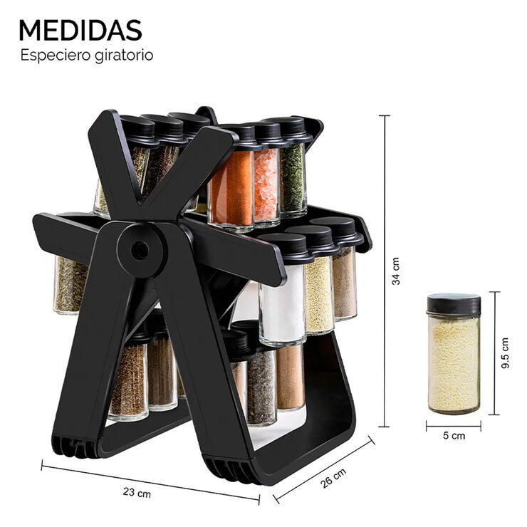 AG Box, Estante Giratorio para Especias, 18 Frascos de 100 ml cada uno — Imagen 3 de 4