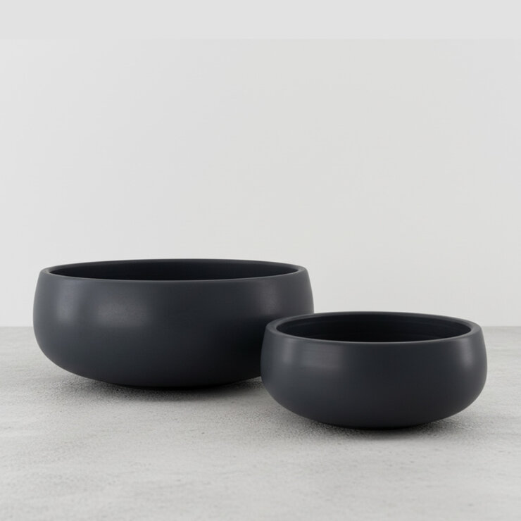 Zuccu, Macetas Tipo Bowl de Concreto Azul, 2 piezas — Imagen 3 de 4
