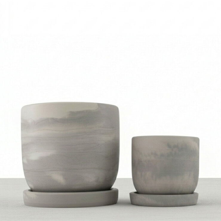 Zuccu Design, Tulip Marmoleada Macetas de Concreto, 2 piezas — Imagen 2 de 4