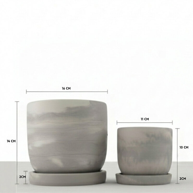 Zuccu Design, Tulip Marmoleada Macetas de Concreto, 2 piezas — Imagen 4 de 4
