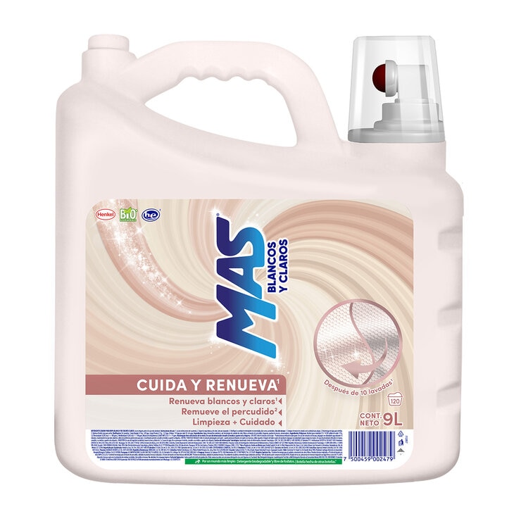 Mas Blancos y Claros Detergente Líquido 9 l