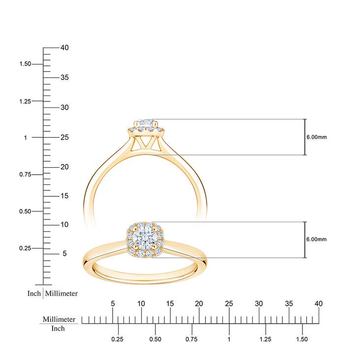 Anillo de Compromiso, 0.30ctw Diamantes, Oro Amarillo 14K — Imagen 3 de 4