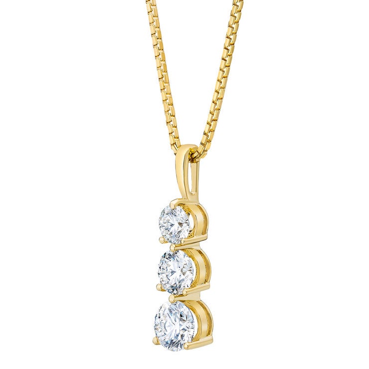 Dije de 3 Diamantes 1ct, Oro Amarillo 14k — Imagen 2 de 4
