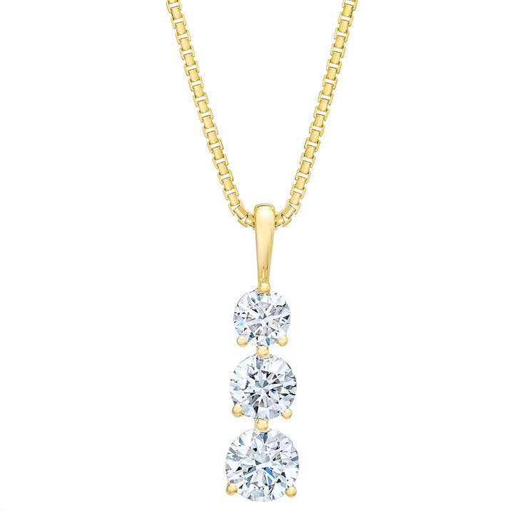 Dije de 3 Diamantes 1ct, Oro Amarillo 14k — Imagen 1 de 4