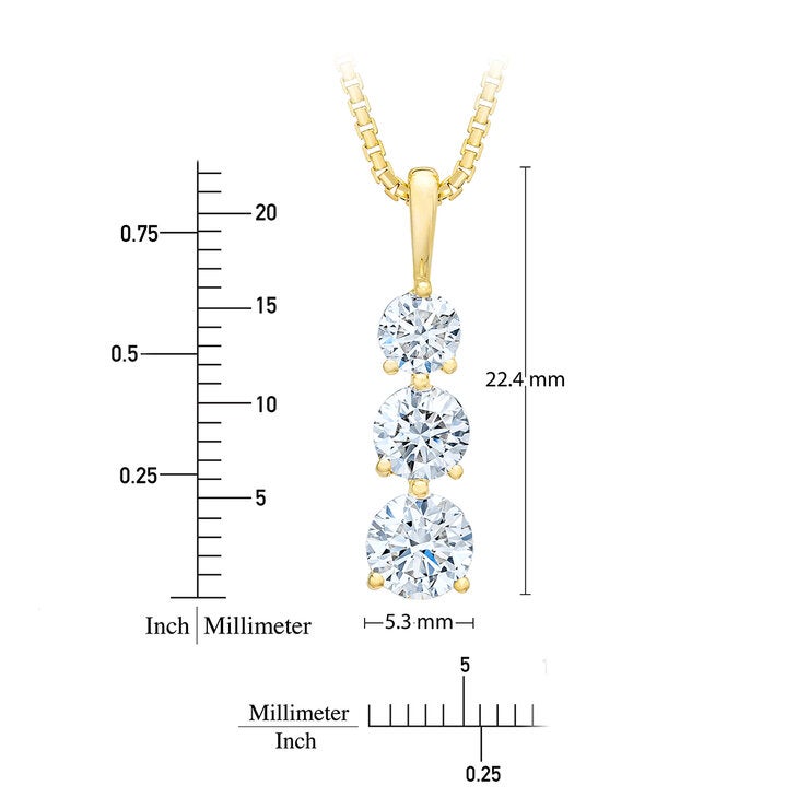 Dije de 3 Diamantes 1ct, Oro Amarillo 14k — Imagen 4 de 4