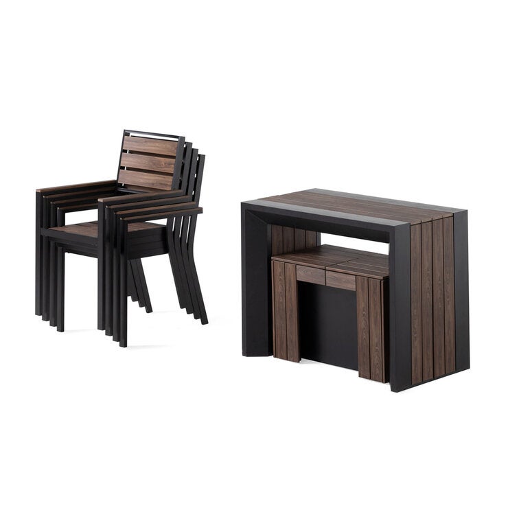 Transformer Table, Set de Comedor para Exterior Color Oscuro, Capacidad para 12 Personas — Imagen 3 de 4