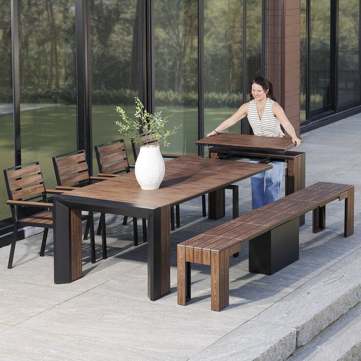 Transformer Table, Set de Comedor para Exterior Color Oscuro, Capacidad para 12 Personas — Imagen 1 de 4