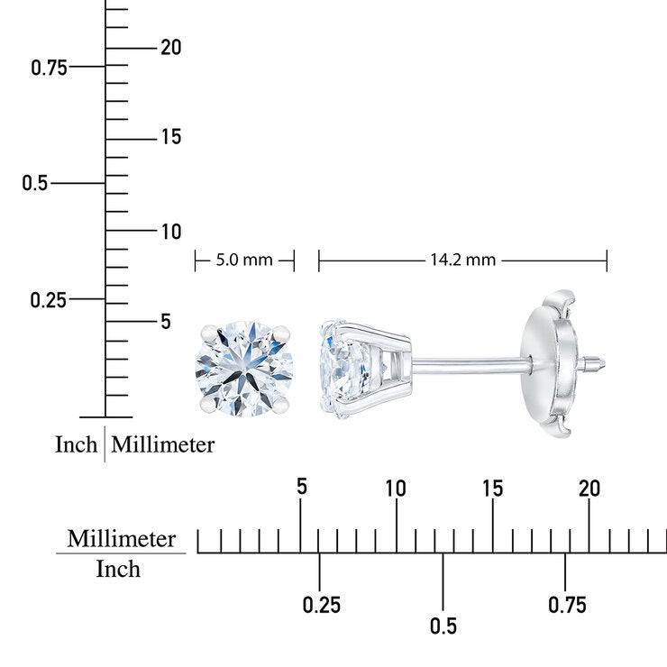Aretes de Diamantes 1ct, Oro Blanco — Imagen 3 de 3