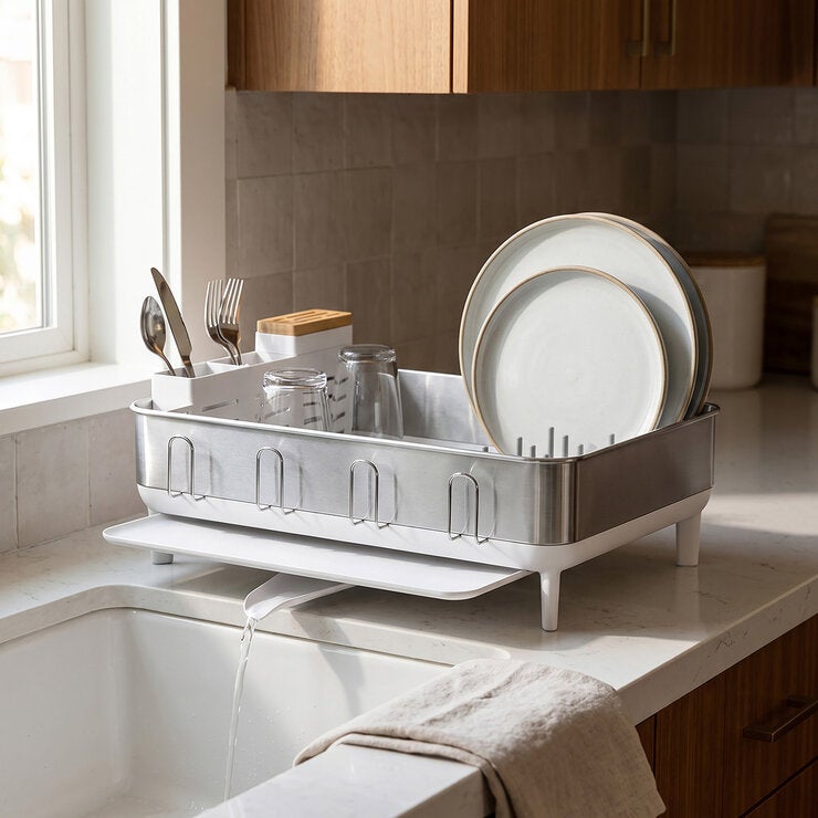 simplehuman, Escurridor de Platos de Acero Inoxidable con Base de Plástico — Imagen 1 de 4