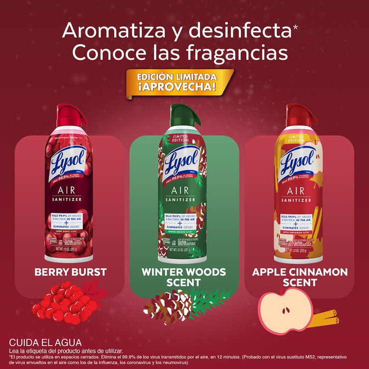 Lysol Air Sanitizante Ambiental Edición Navidad 3 pzas de 283 g — Imagen 2 de 4
