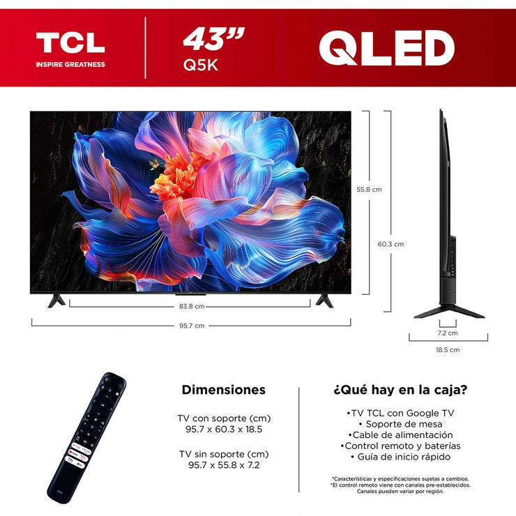 TCL Pantalla 43" QLED 4K Google TV 43Q5K — Imagen 2 de 4
