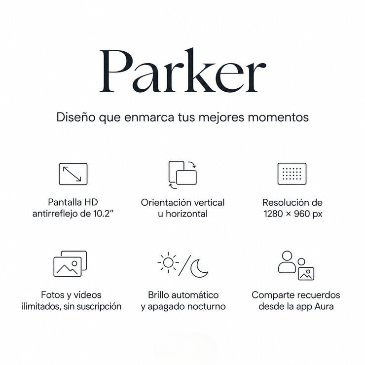 Aura Frame Parker Marco de Fotos Digital de 10.2" con WiFI Gris — Imagen 3 de 4