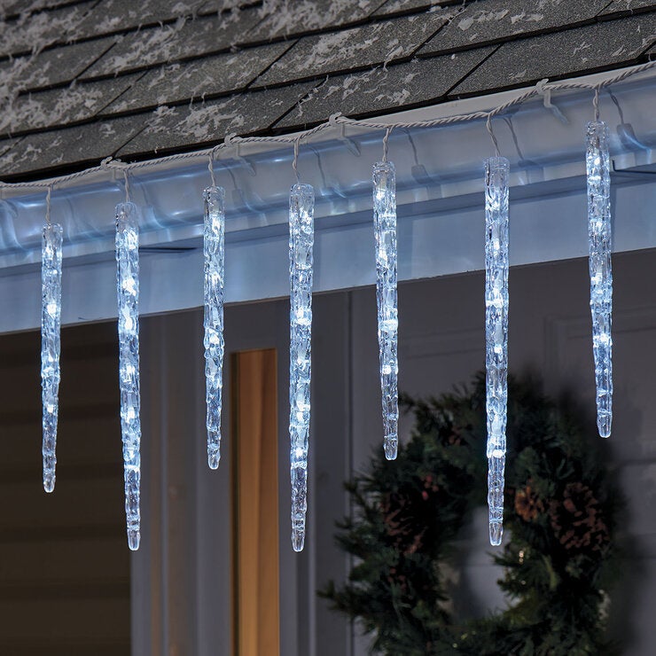 Serie de 20 Luces de Cristales de Hielo Centelleantes Color Blanco — Imagen 2 de 4