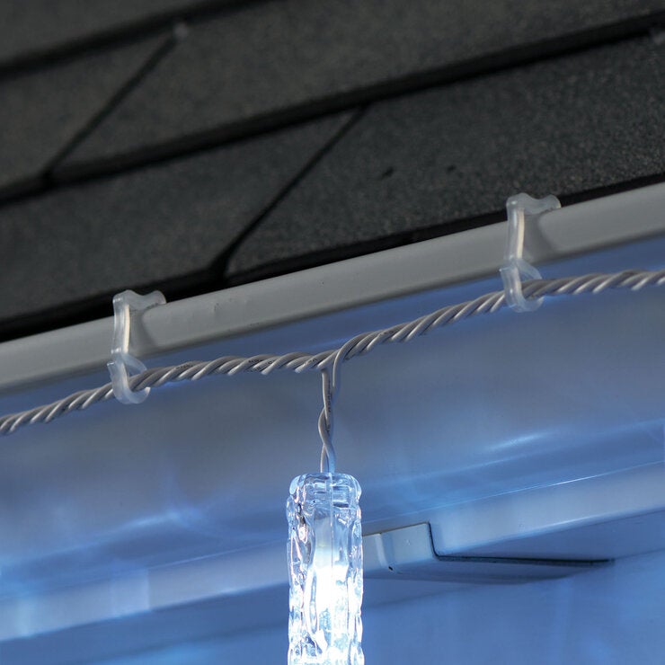 Serie de 20 Luces de Cristales de Hielo Centelleantes Color Blanco — Imagen 3 de 4