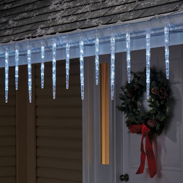 Serie de 20 Luces de Cristales de Hielo Centelleantes Color Blanco — Imagen 1 de 4