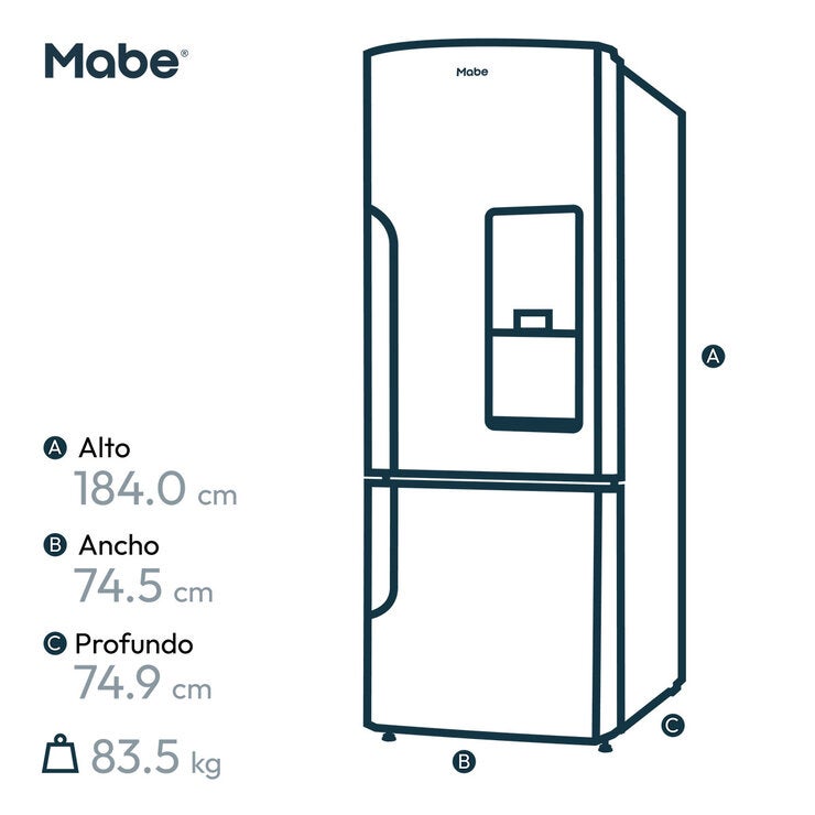 Mabe Refrigerador 19' Bottom Mount Acero — Imagen 3 de 4