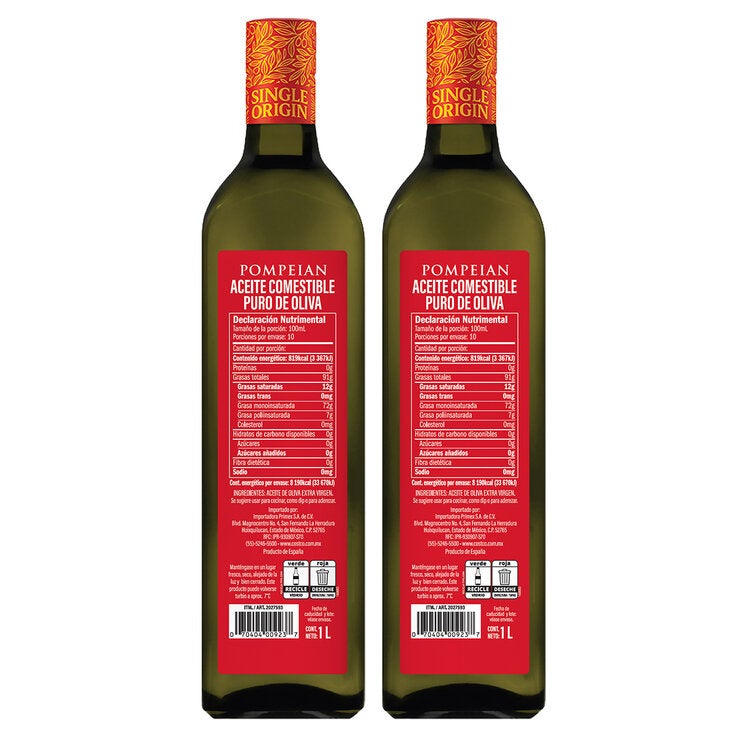 Pompeian Aceite de Oliva Extra Virgen 100% Español 2/ 1 L — Imagen 2 de 2