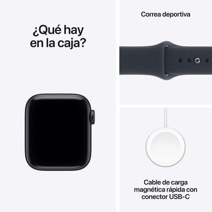 Apple Watch SE 3 (GPS) 40mm Aluminio Medianoche + Correa Deportiva Azul Profundo - Talla M/L — Imagen 3 de 4