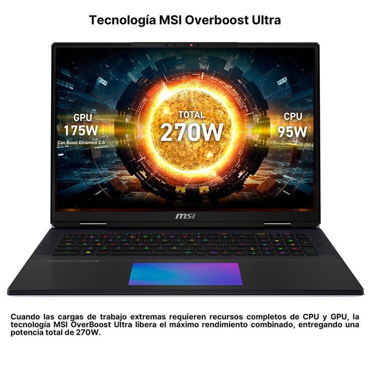 MSI Titan 18 Laptop Gaming 18" MiniLed UHD+ NVIDIA GeForce RTX 5090 Intel Ultra 9 290HX 64GB 2TB SSD — Imagen 2 de 4