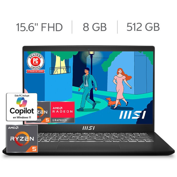 MSI Modern 15 Laptop 15.6" FHD AMD Ryzen 5 7430U 8GB 512GB SSD — Imagen 1 de 4