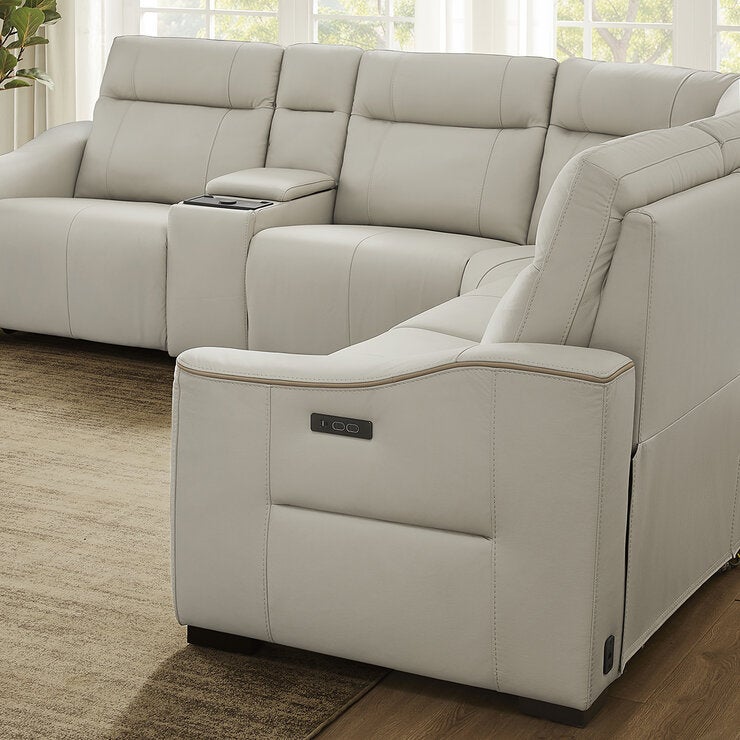 Aiden & Ivy, Mónica, Sofá Seccional Reclinable Eléctrico de Piel con Reposacabezas Eléctricos — Imagen 4 de 4