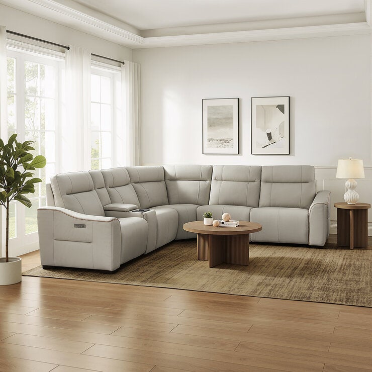 Aiden & Ivy, Mónica, Sofá Seccional Reclinable Eléctrico de Piel con Reposacabezas Eléctricos — Imagen 1 de 4