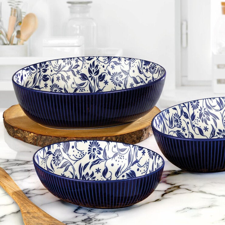 Signature Housewares Incorporated, Juego de Tazones de Cerámica Ovalados, 3 piezas — Imagen 1 de 4