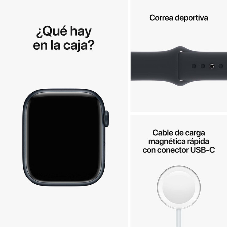 Apple Watch S8 (GPS) Caja de Aluminio Medianoche 45mm con correa deportiva color medianoche  — Imagen 3 de 4
