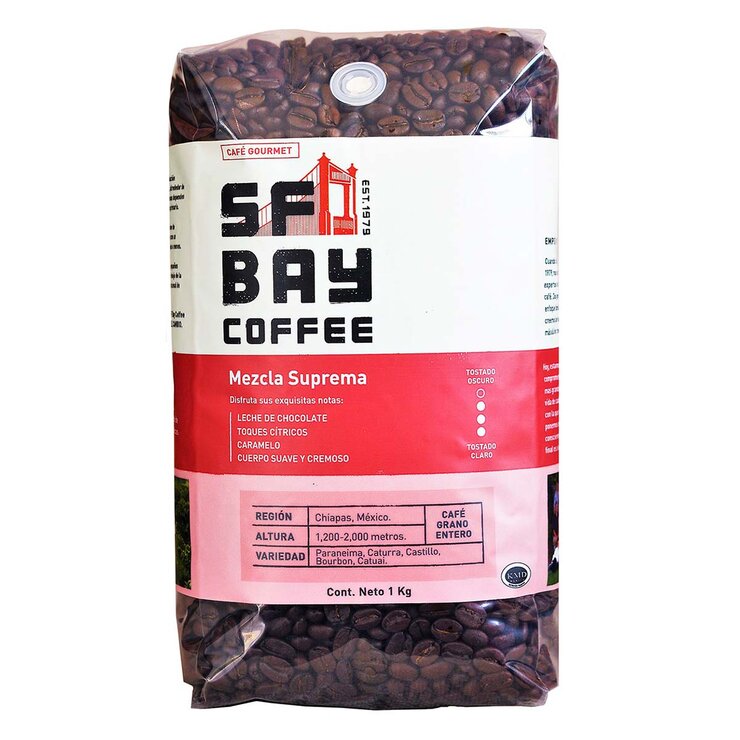  San Francisco Bay Coffee Mezcla Suprema Café en Grano de Chiapas 1 kg  