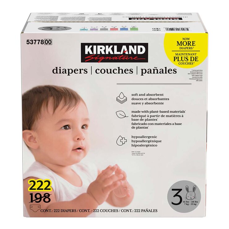 Kirkland Signature Pañales Etapa 3 Unisex 222 pzas — Imagen 1 de 3