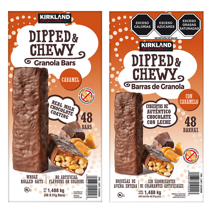 Kirkland Signature Dipped & Chewy Barras de Granola con Caramelo 48 pzas de 31 g
