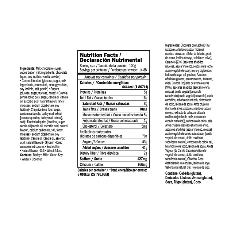 Kirkland Signature Dipped & Chewy Barras de Granola con Caramelo 48 pzas de 31 g — Imagen 2 de 3