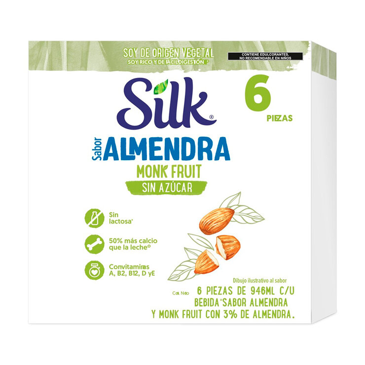 Silk Bebida de Almendra Endulzada con Fruta del Monje 6 pzas de 946 ml — Imagen 1 de 2