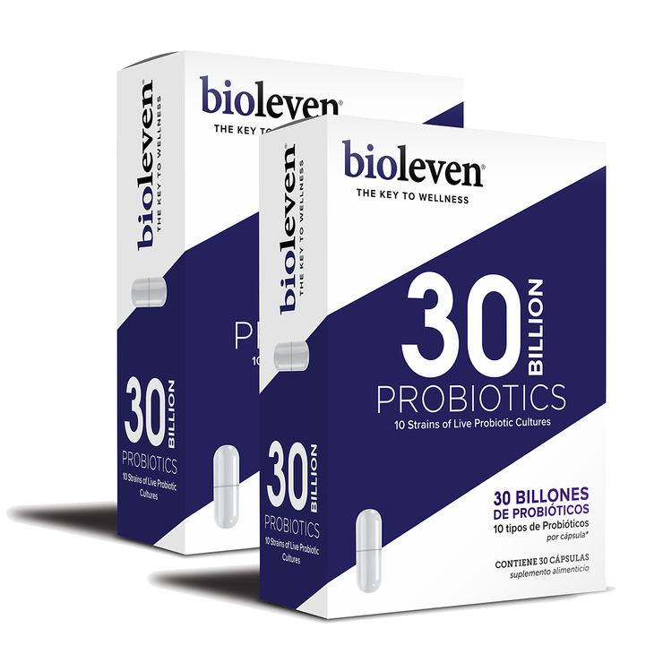Bioleven Probióticos 30 Billones 2 cajas de 30 cápsulas c/u