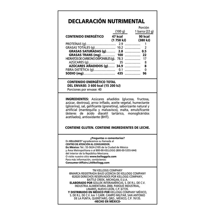 Kellogg's Barras de Arroz Inflado Rice Krispies 40 pzas de 22 g — Imagen 2 de 3