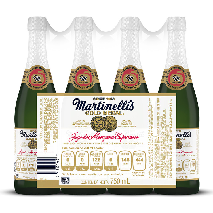 Martinelli's Jugo de Manzana Espumoso 4 pzas de 750 ml — Imagen 2 de 2