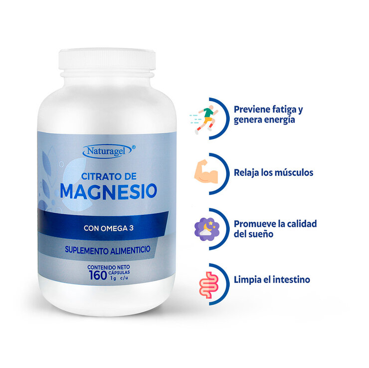 Naturagel Citrato de Magnesio con Omega 3 160 Cápsulas — Imagen 3 de 4