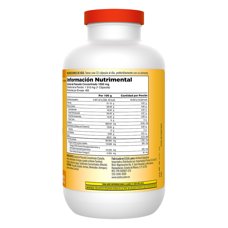 Kirkland Signature Aceite de Pescado 1,000 mg 400 cápsulas — Imagen 2 de 3