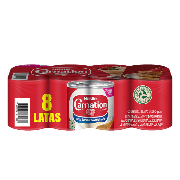 Carnation Clavel Leche Evaporada 8 pzas de 360 g — Imagen 1 de 2