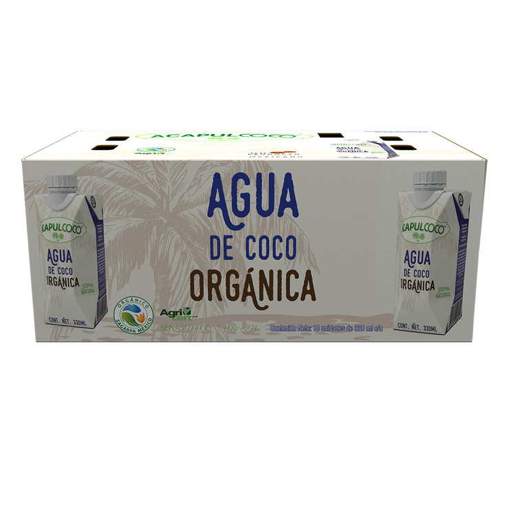 Calahua Acapulcoco Agua de Coco Orgánica 18 pzas de 330 ml — Imagen 3 de 4