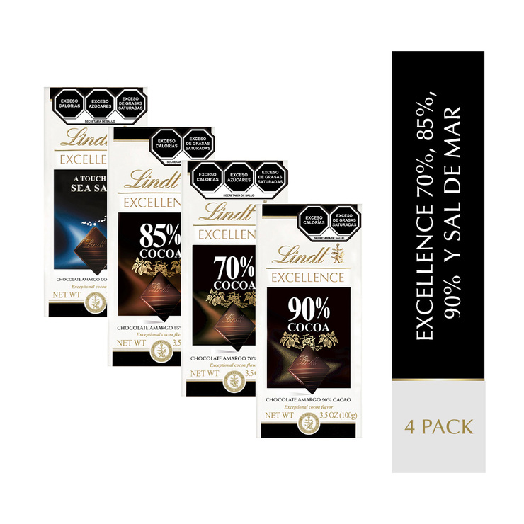 Lindt Excellence Barras de Chocolate Amargo Suizo 4 pzas de 100 g — Imagen 1 de 2