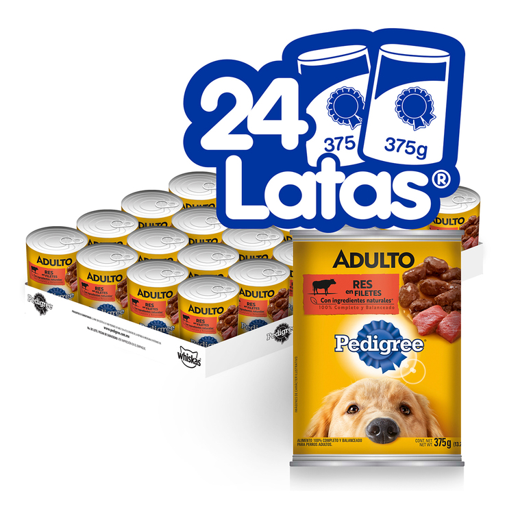 Pedigree Alimento para Perro Enlatado Sabor Res 24 pzas de 375 g  — Imagen 1 de 2