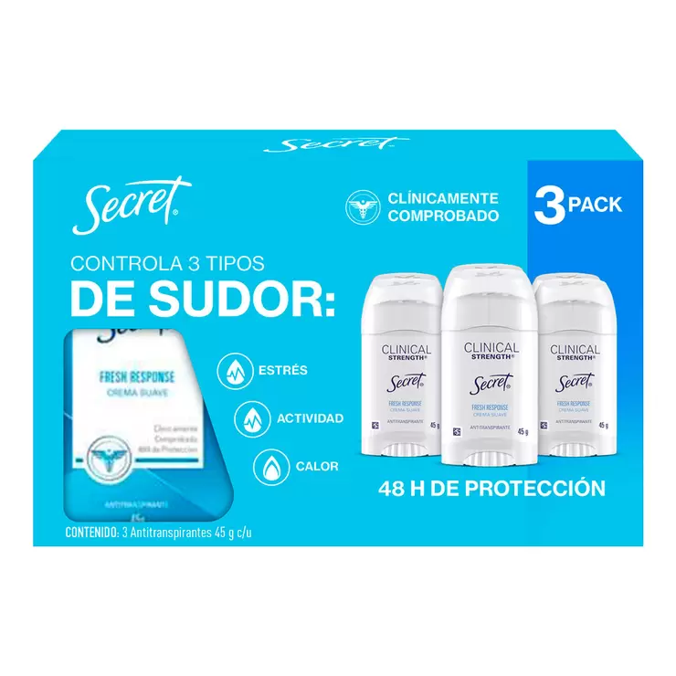 Secret  Antitranspirante en Crema Suave 3 pzas de 45 g — Imagen 1 de 4