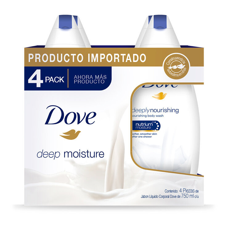 Dove Jabón Corporal Líquido 4 pzas de 750 ml