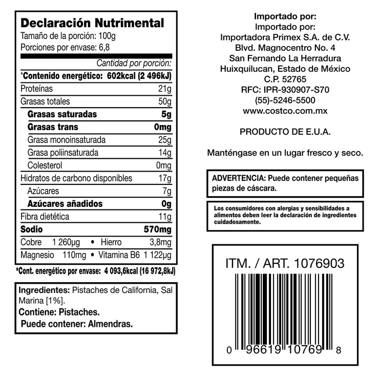 Kirkland Signature Pistaches sin Cáscara Tostados y Salados 680 g — Imagen 2 de 3