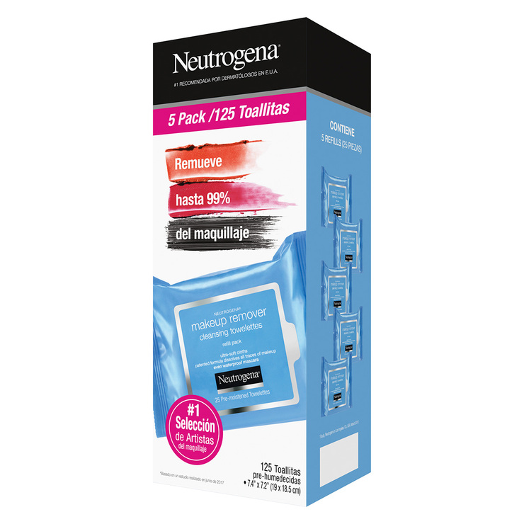 Neutrogena Toallas Desmaquillantes 5 paquetes de 25 pzas — Imagen 2 de 4