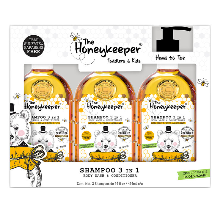 The Honeykeeper Shampoo 3 en 1 con miel 3 pzas de 700 ml — Imagen 1 de 3