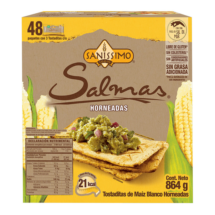 Sanissimo Salmas Tostadas de Maíz Horneadas 48 pzas de 18 g — Imagen 3 de 3